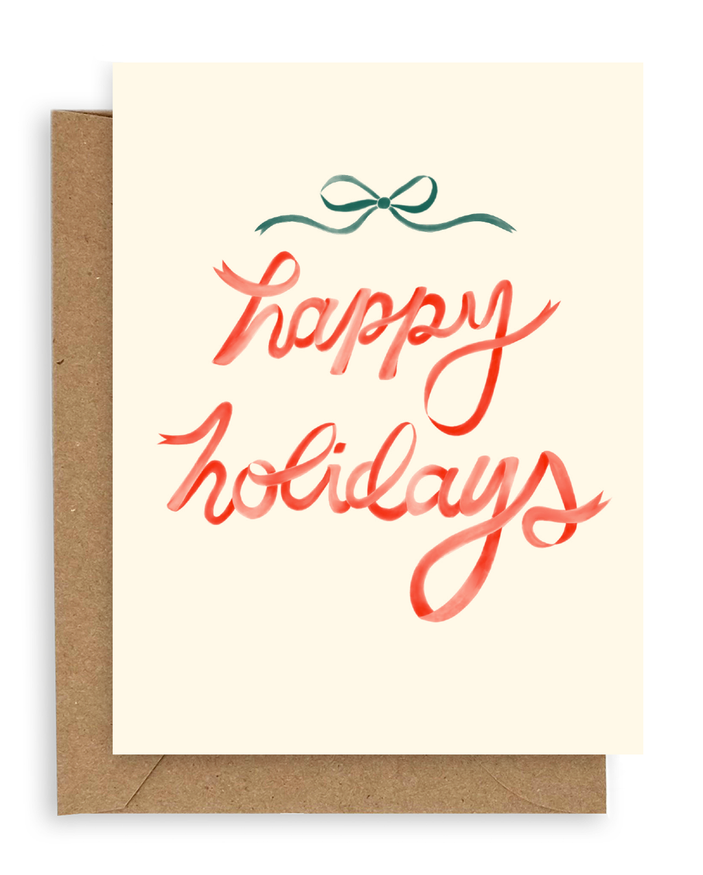 Red Ribbon Happy Holidays Card: Single