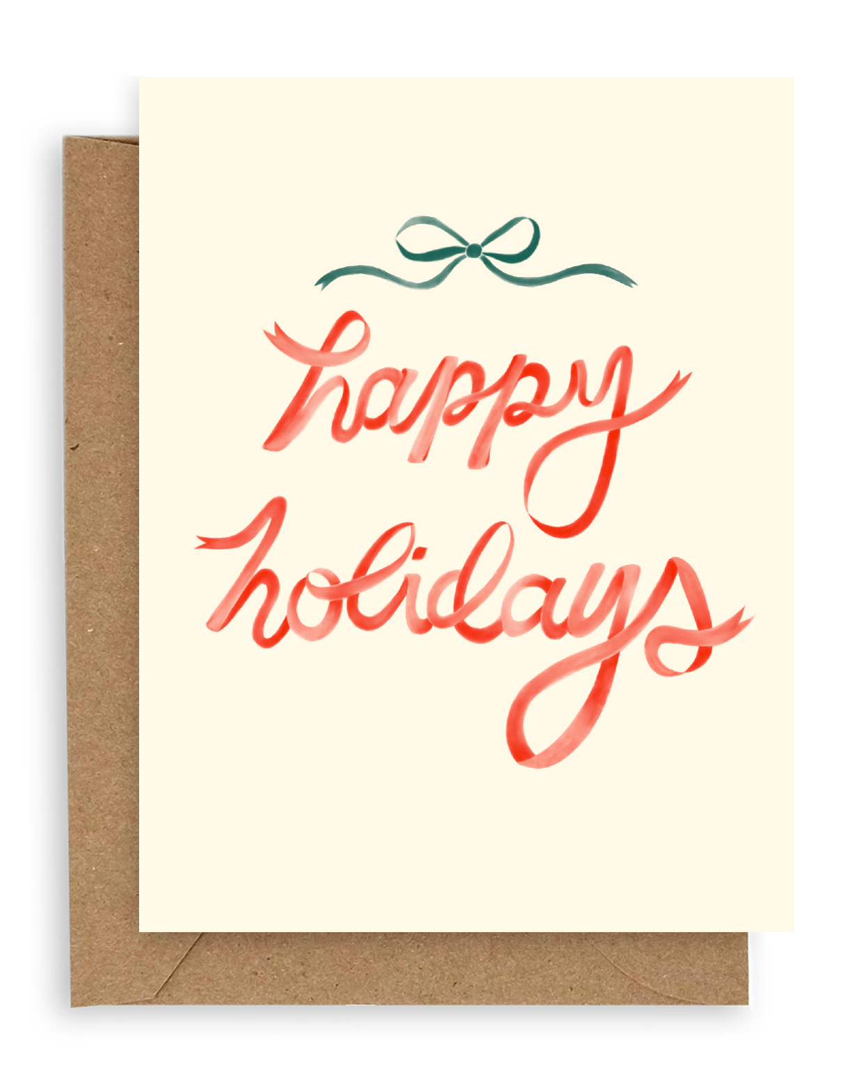 Red Ribbon Happy Holidays Card: Single
