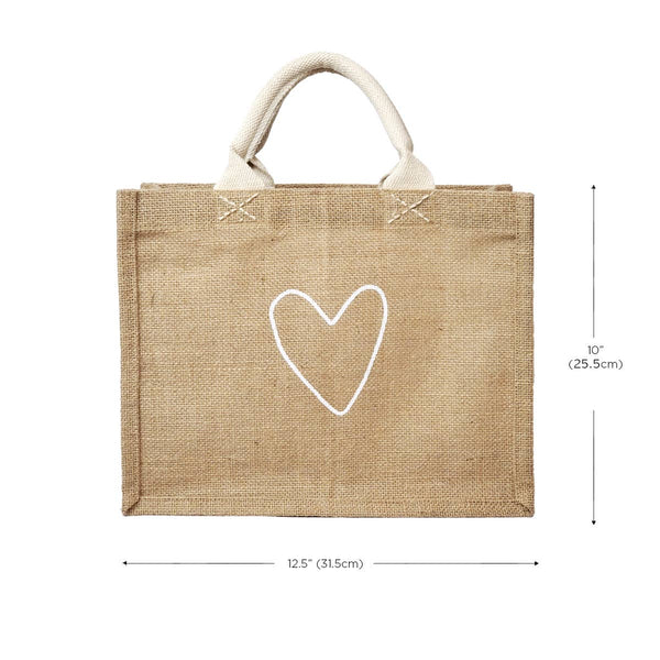 Handmade Burlap Jute Tote l Gift Bag - Heart