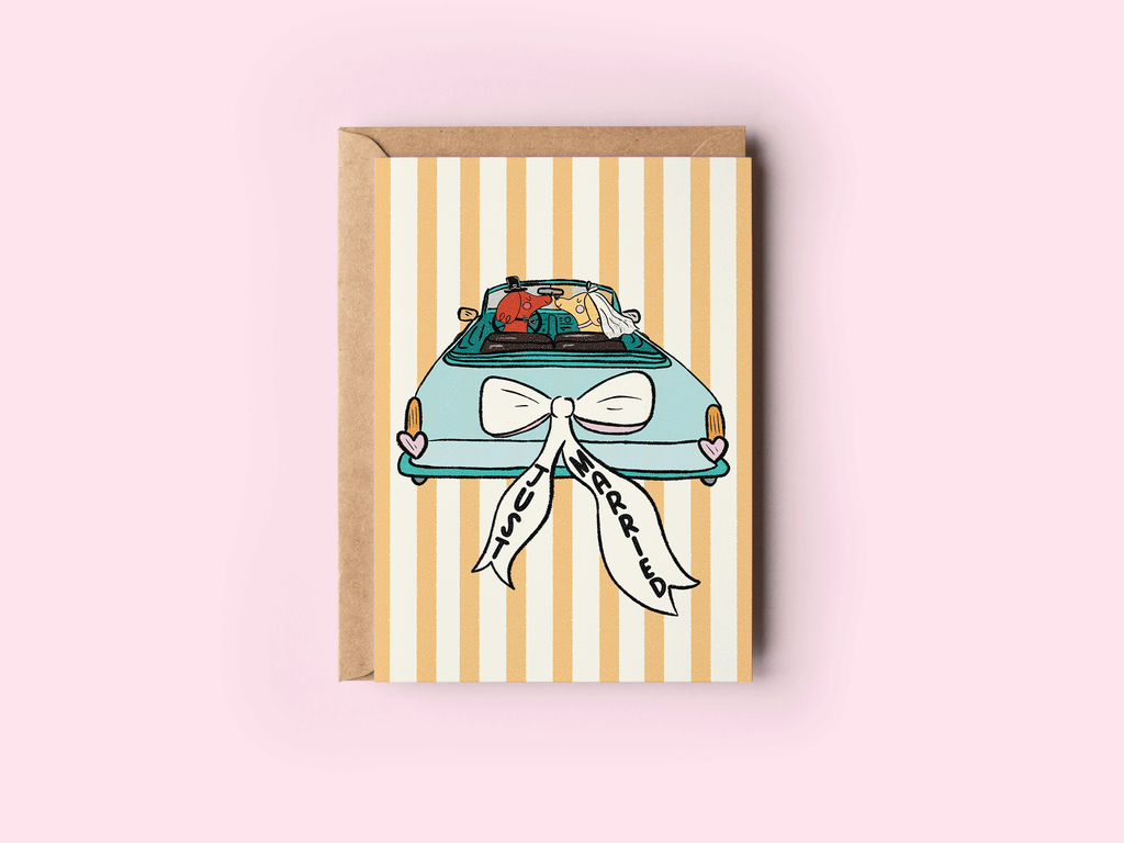 Just Married Dogs in Love Wedding Greeting Card