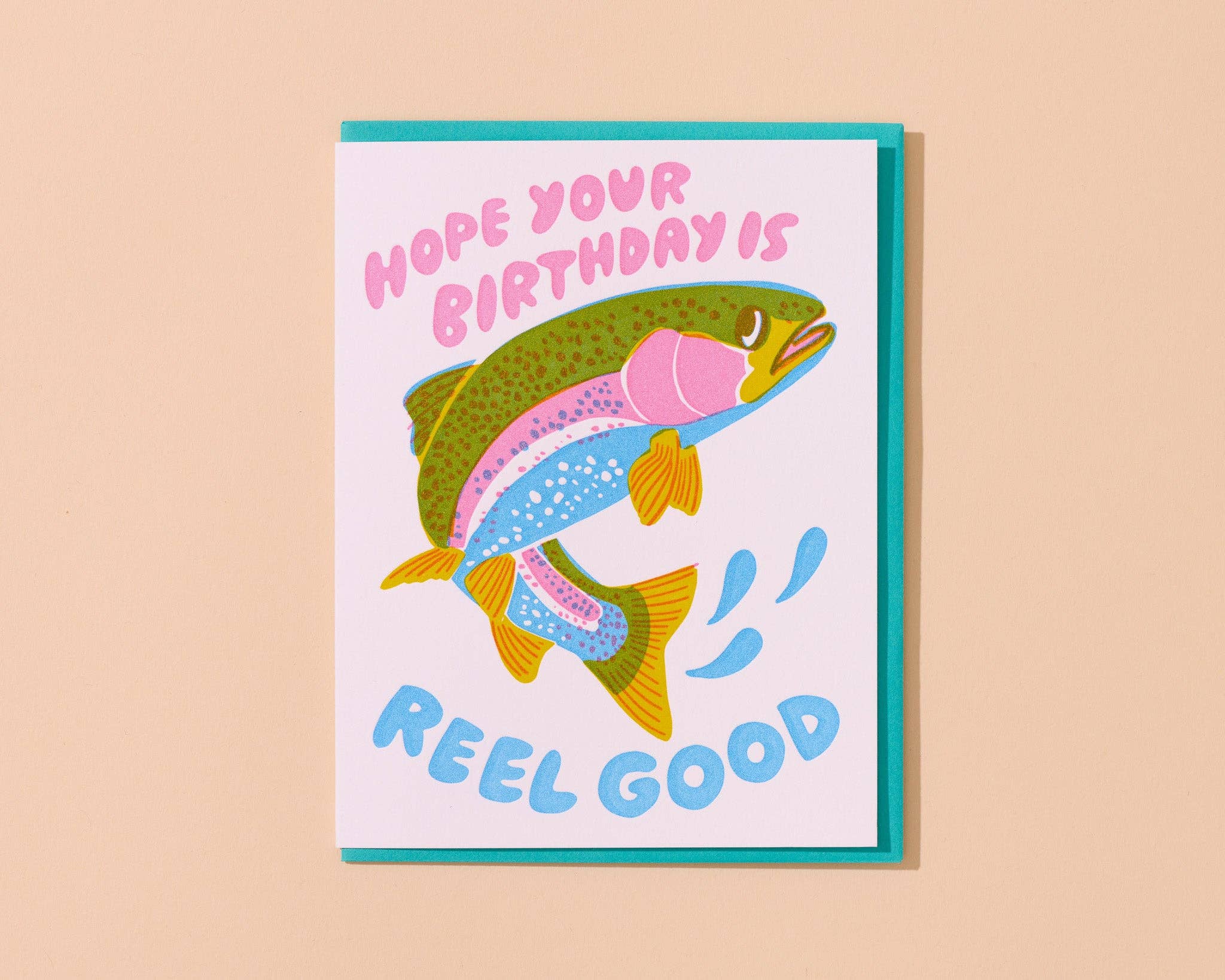 Reel Good (Trout) Letterpress Fish Birthday Card Spring Easter
