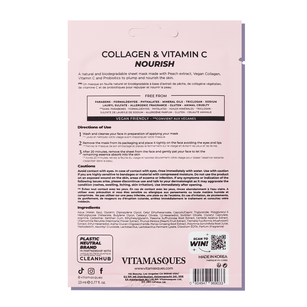Collagen & Vitamin C Peach Face Sheet Mask 🍑