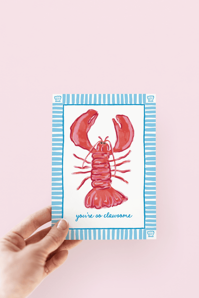 You're So Clawsome Lobster Beach Coastal Greeting Card