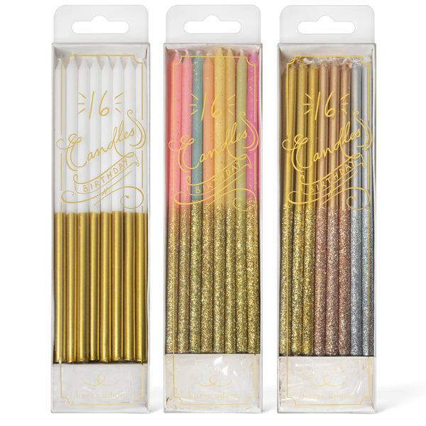 Birthday Candles: White and Gold