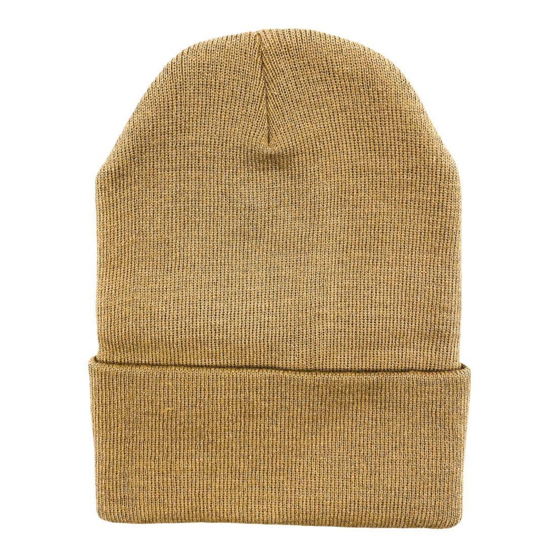Beanies Caps Toboggan Cuffed Soft Knit in Bulk Multi-Color Plain Blank Wholesale: Khaki