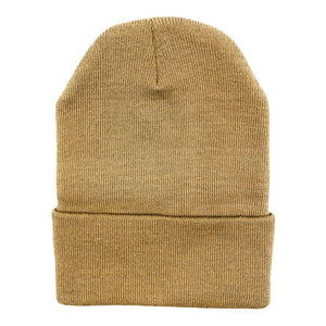 Beanies Caps Toboggan Cuffed Soft Knit in Bulk Multi-Color Plain Blank Wholesale: Khaki