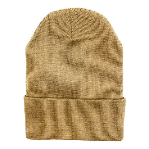 Beanies Caps Toboggan Cuffed Soft Knit in Bulk Multi-Color Plain Blank Wholesale: Khaki