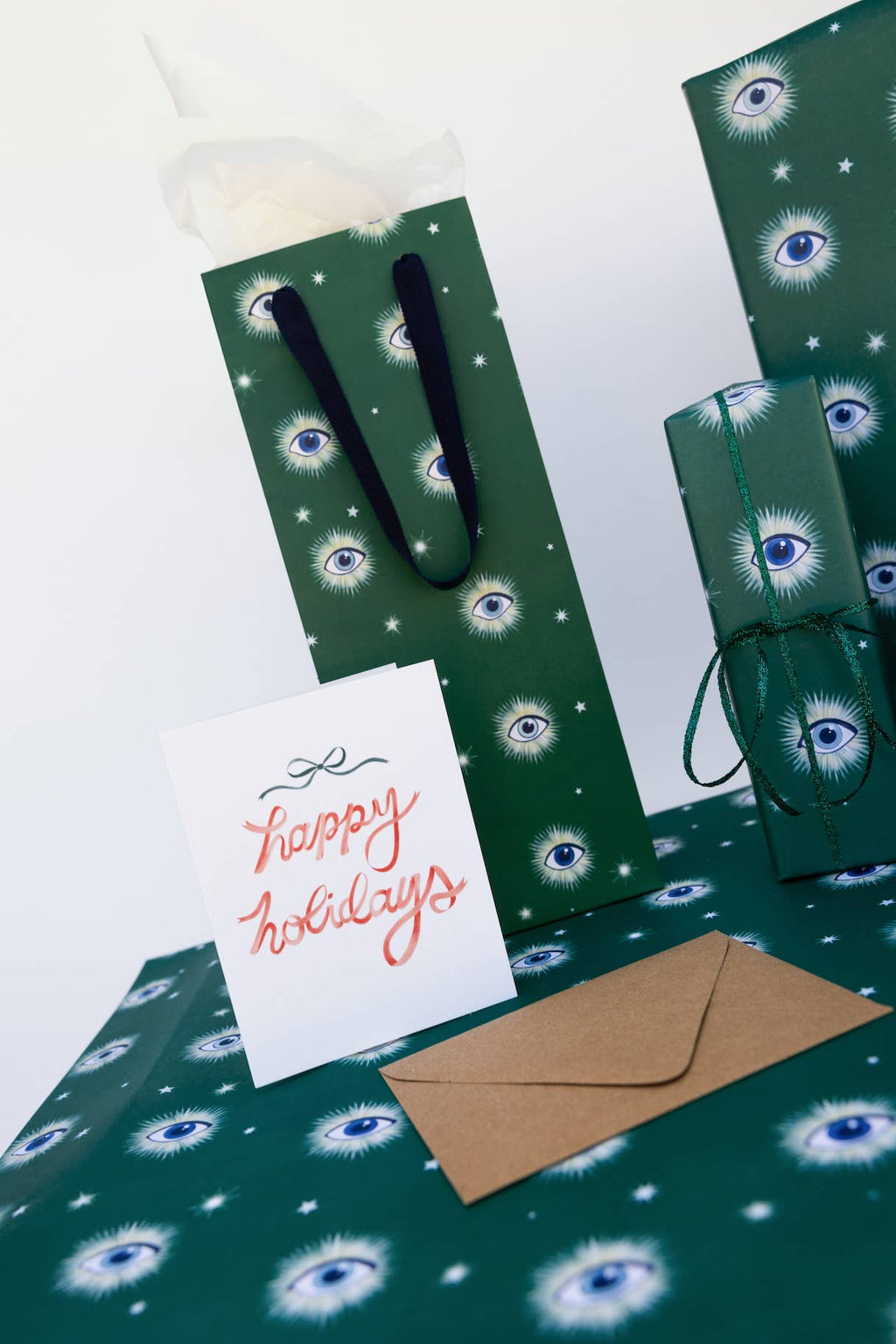 Red Ribbon Happy Holidays Card: Single