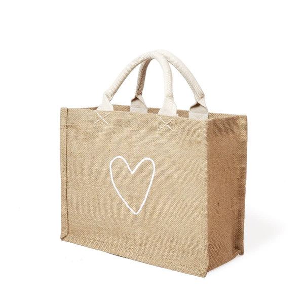 Handmade Burlap Jute Tote l Gift Bag - Heart