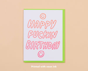 Happy Fuckin Birthday Letterpress Greeting Card - Gen Z