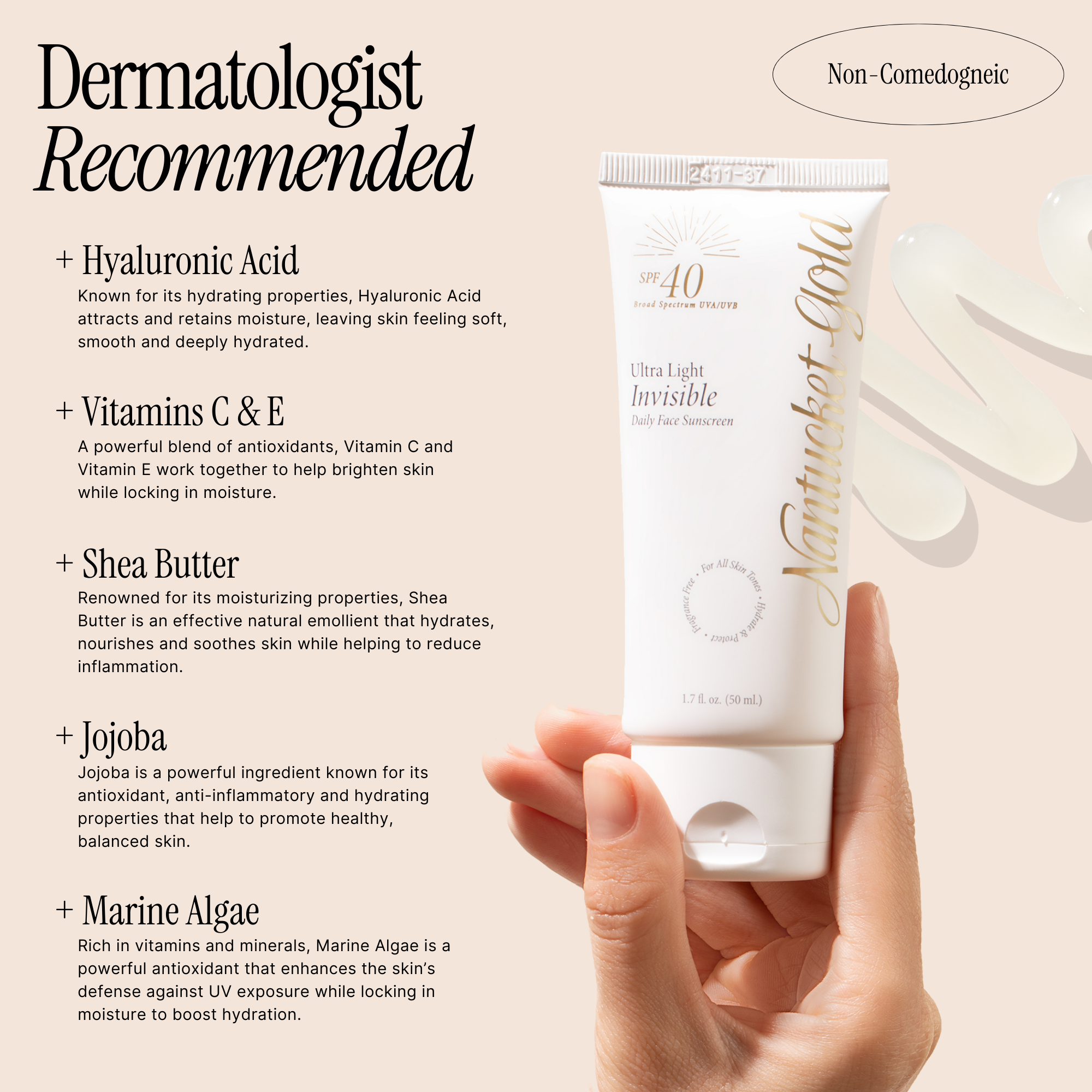 Nantucket Gold Invisible Daily Face Moisturizer with SPF 40