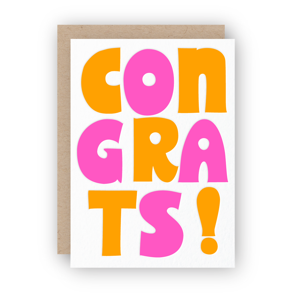 Congrats! Neon Letterpress Greeting Card