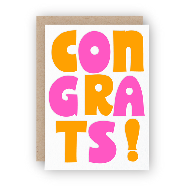 Congrats! Neon Letterpress Greeting Card