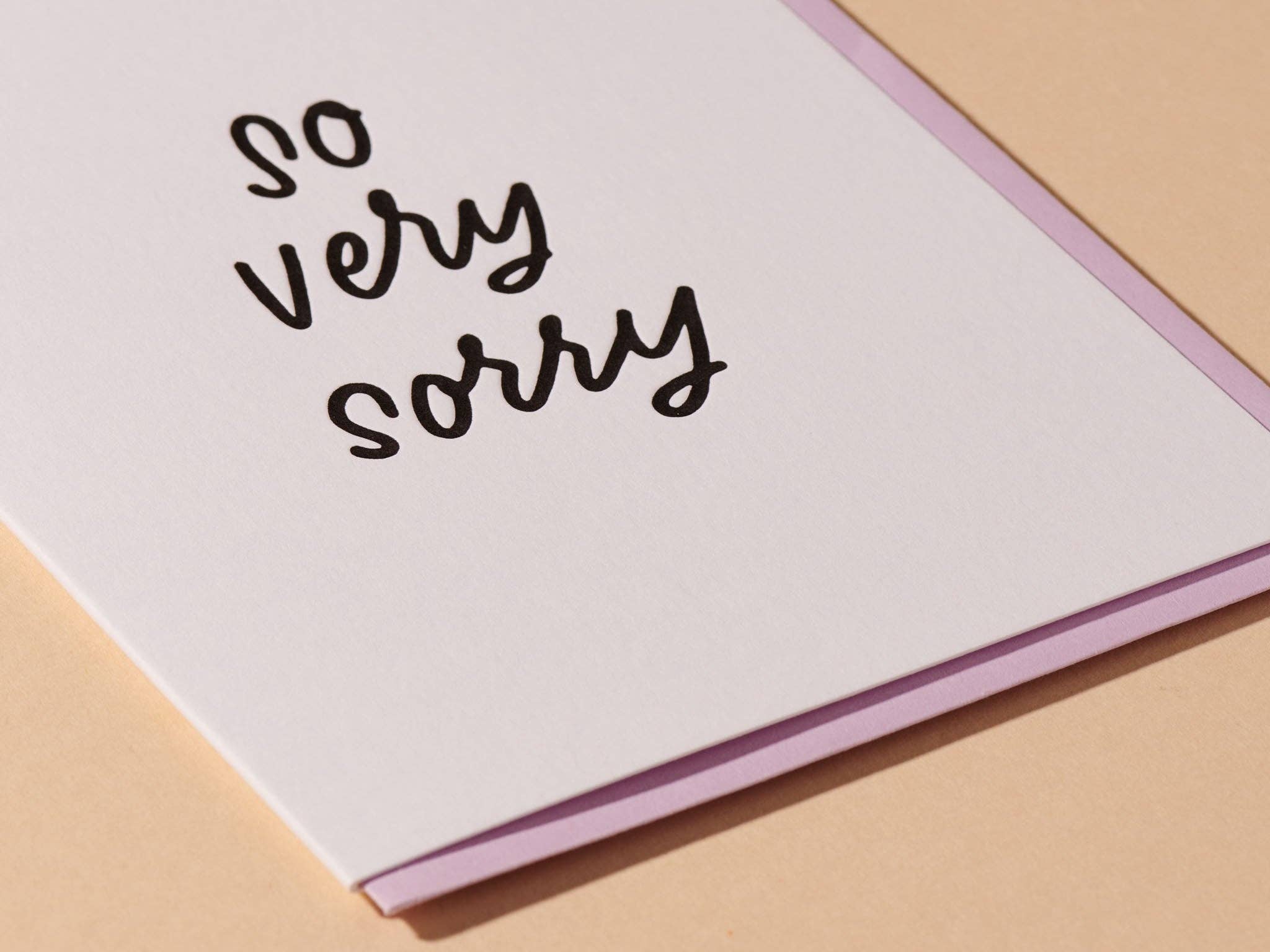 So Very Sorry Letterpress Simple Sympathy Card