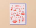 Happy New Home Letterpress Food Icons Housewarming Card
