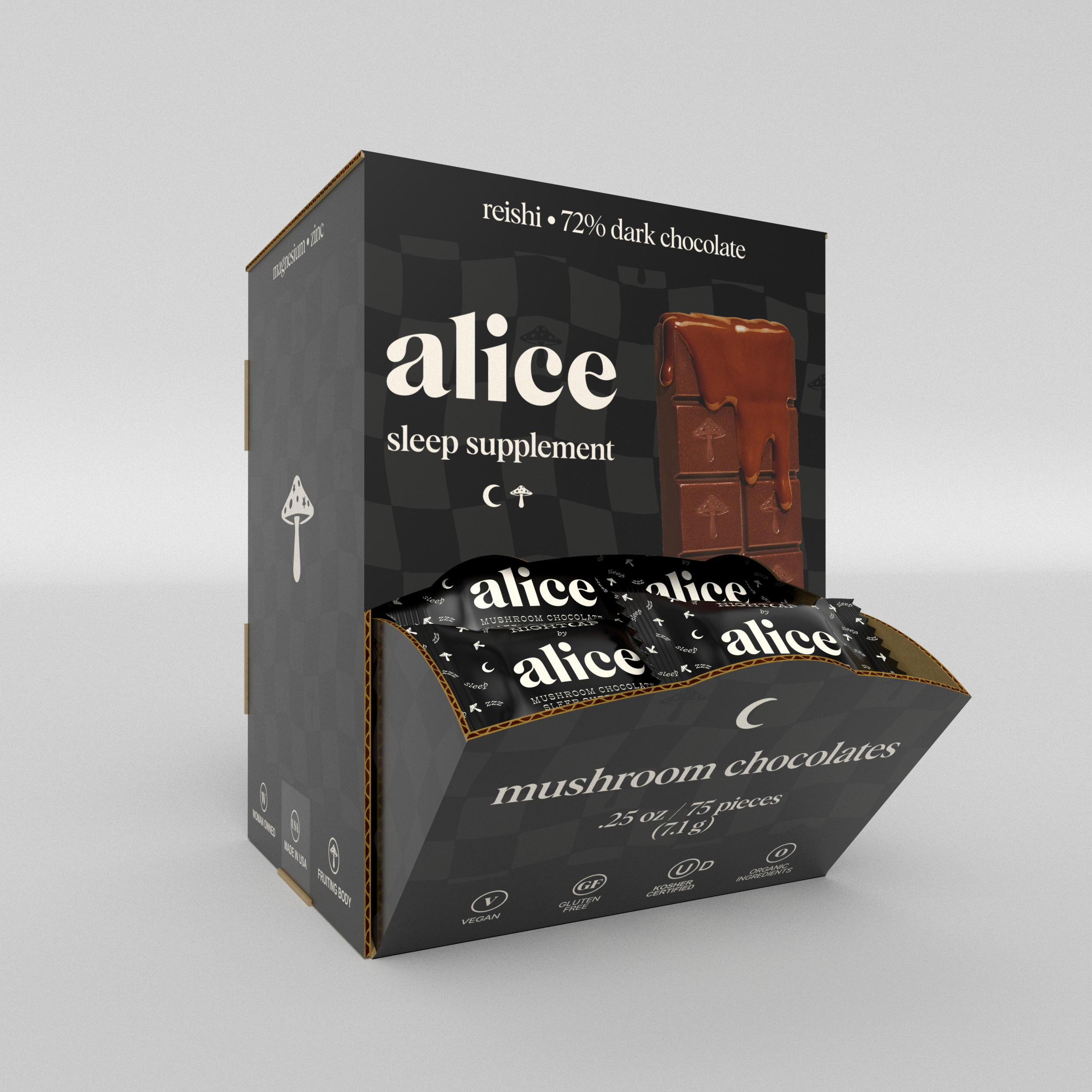 Nightcap Singles — mushroom chocolates for deep sleep