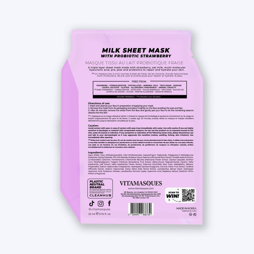 Milk Probiotic Strawberry Face Sheet Mask