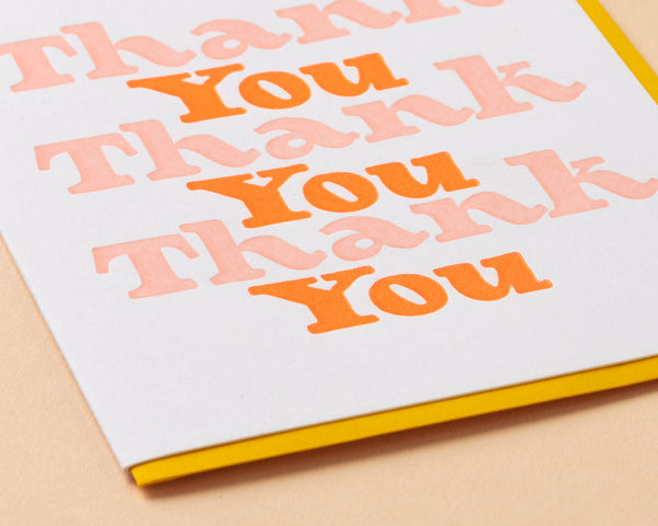 Thank You X3 Letterpress Greeting Card: Single Card
