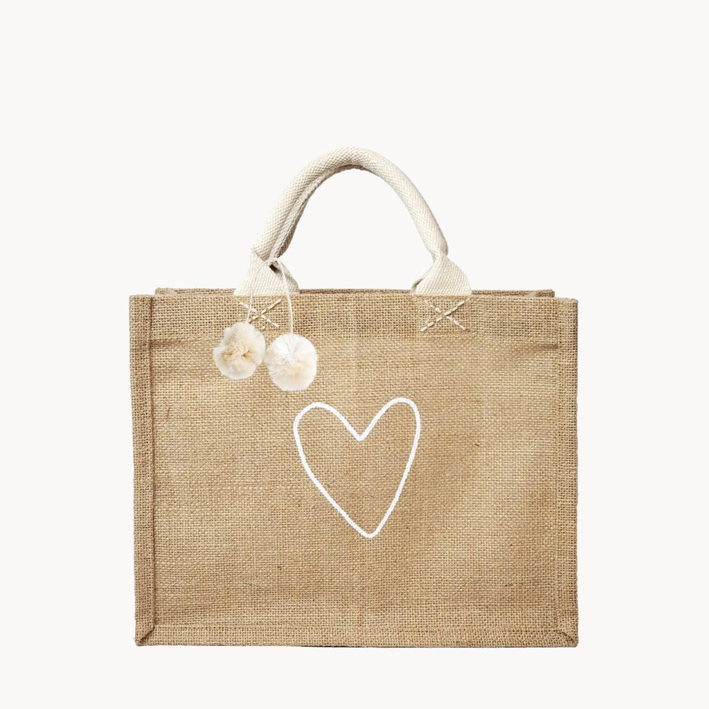 Handmade Burlap Jute Tote l Gift Bag - Heart