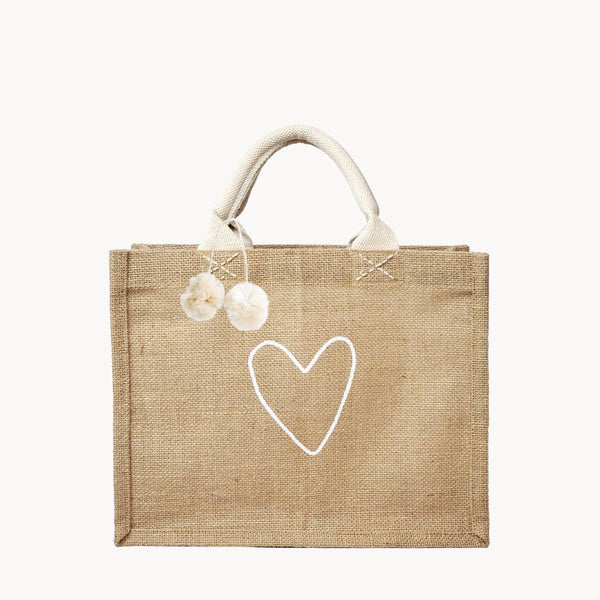 Handmade Burlap Jute Tote l Gift Bag - Heart