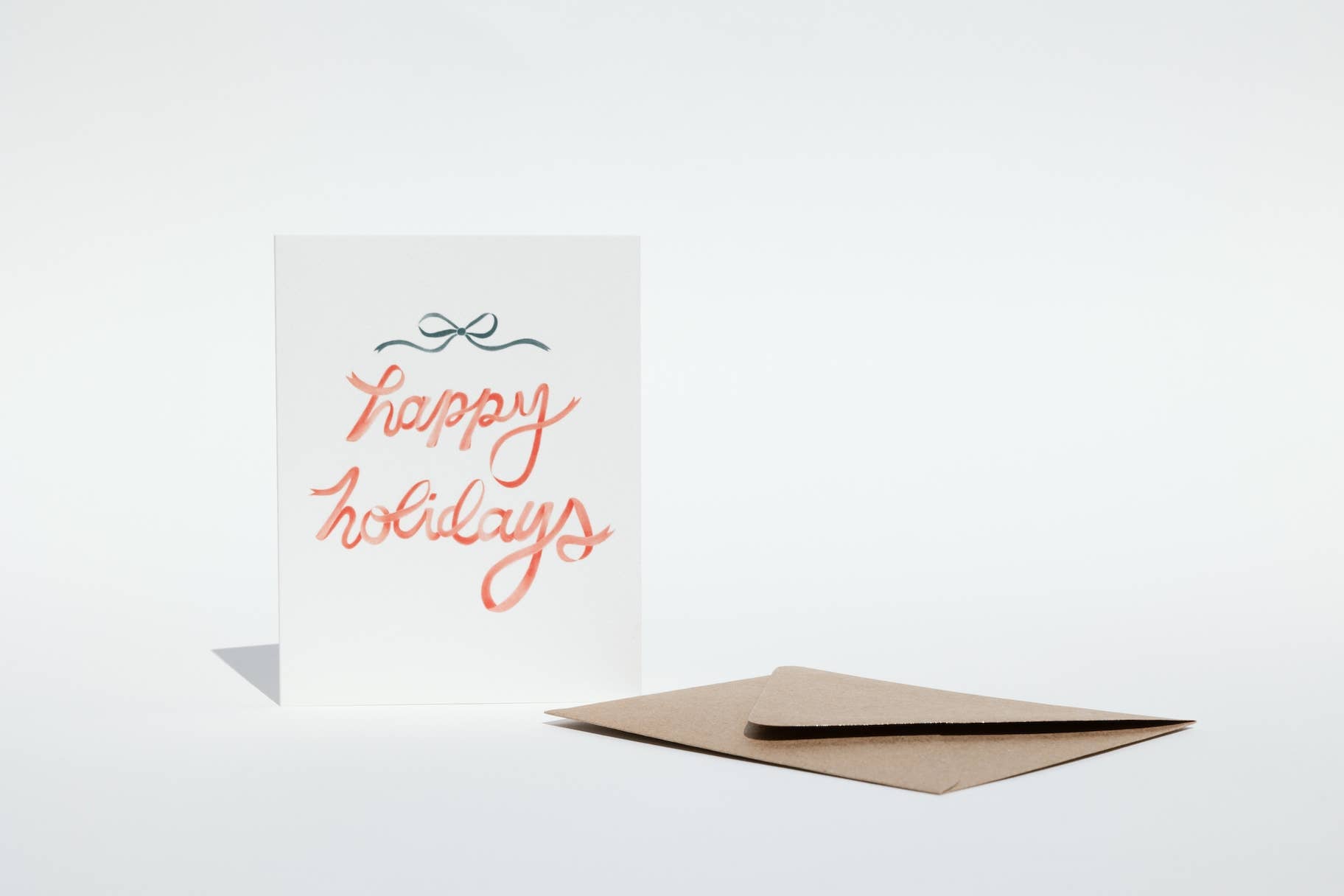 Red Ribbon Happy Holidays Card: Single