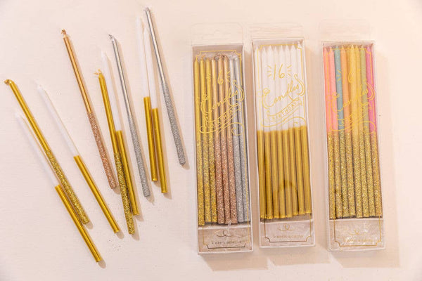Birthday Candles: White and Gold