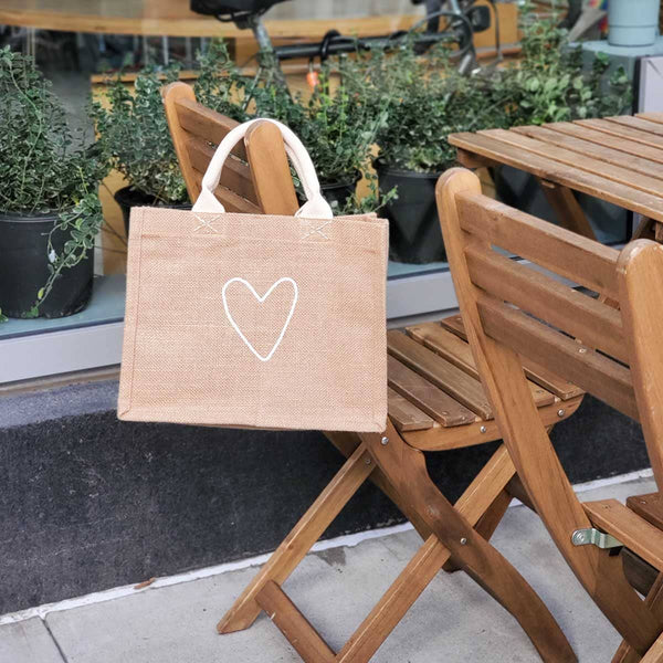 Handmade Burlap Jute Tote l Gift Bag - Heart
