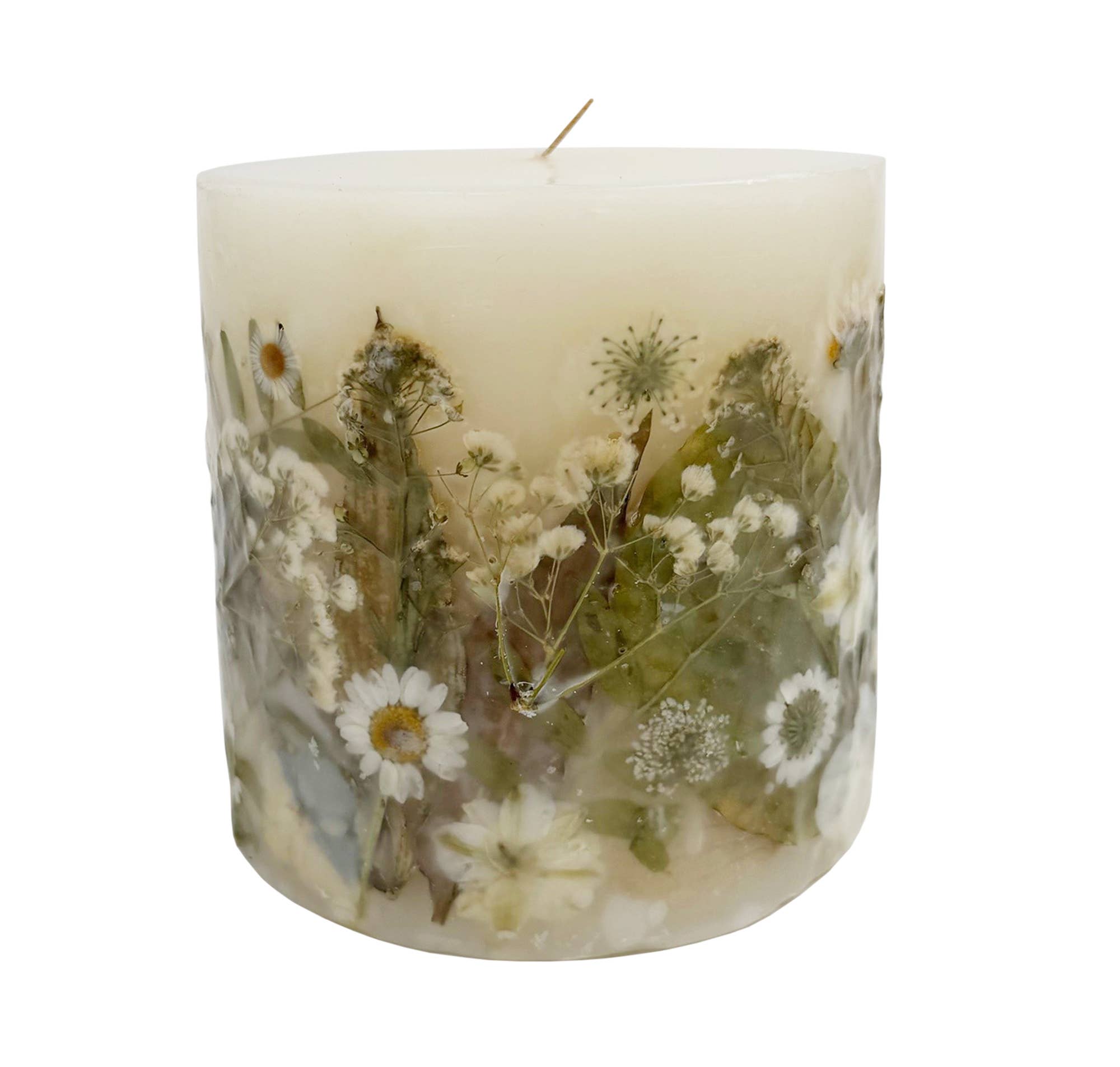 Paperwhite & Fauna Pressed Flower Pillar Candle