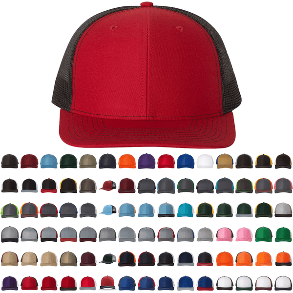 Richardson 112 Classic Premium Trucker Hat, Snapback Cap: Biscuit/True Blue