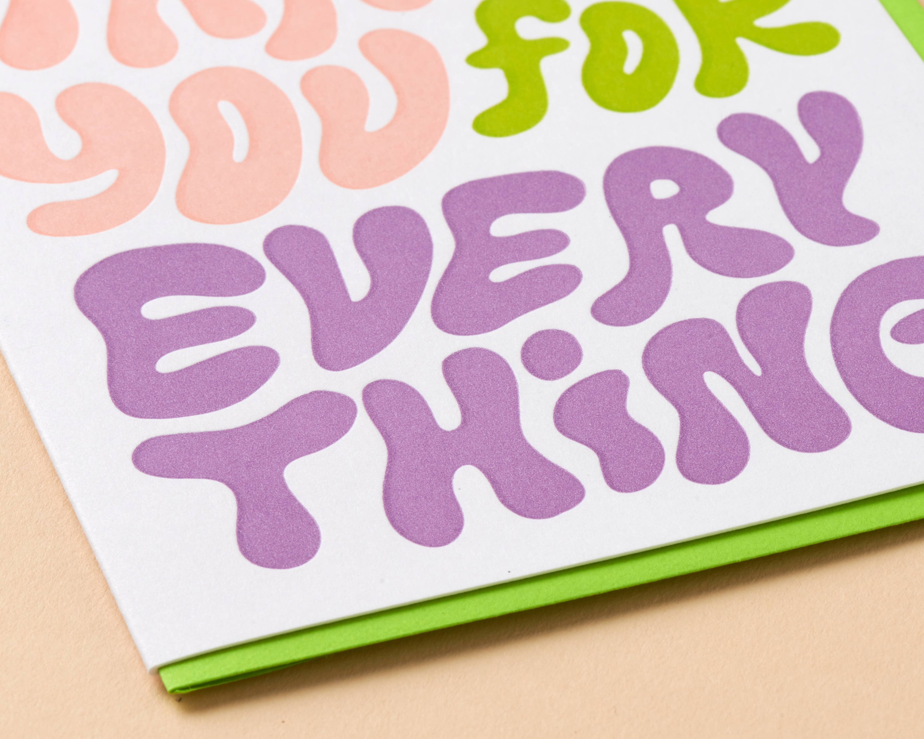 Bubble Thank You Letterpress Greeting Card: Single Card