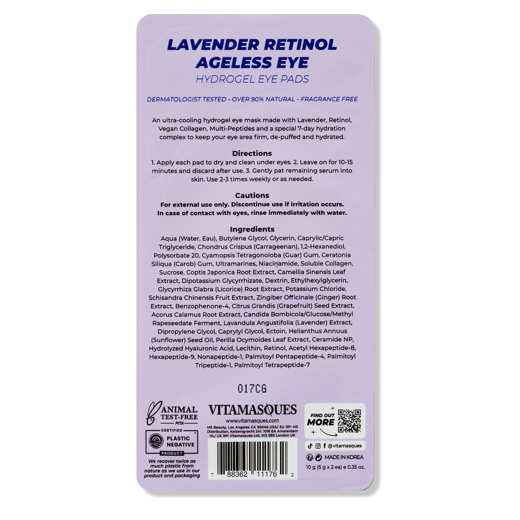 Lavender Retinol Ageless Hydrogel Eye Pads