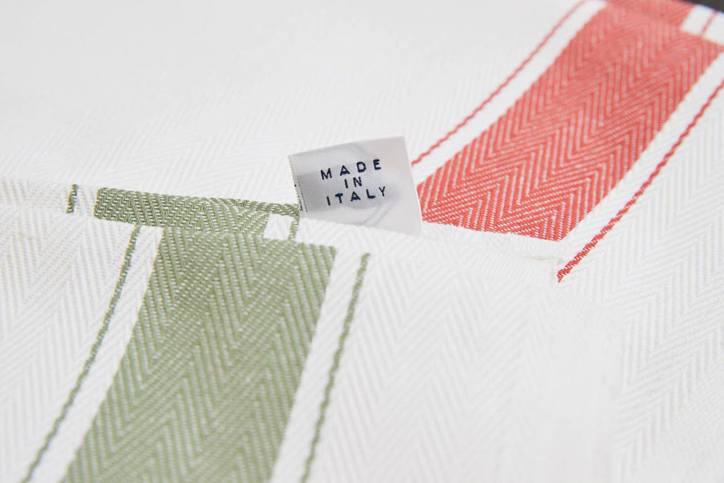 Classic Italian Kitchen Tea Towel - Herringbone Green