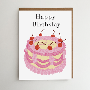 Happy Birthslay Card | Vintage Birthday Cake | Bday Card
