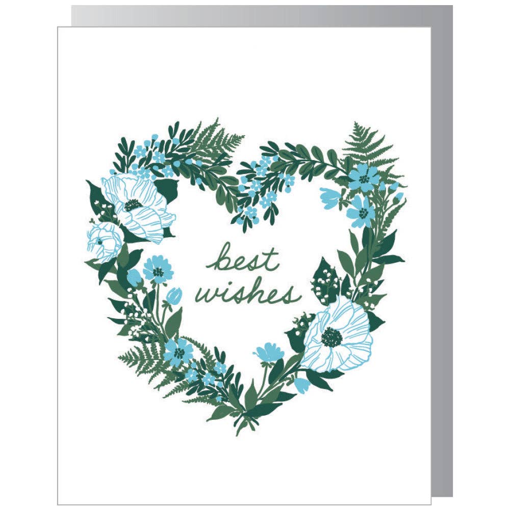 Floral Heart Wreath Wedding Card