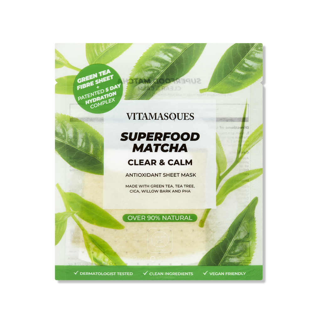 SUPERFOOD MATCHA CLEAR & CALM ANTIOXIDANT FACE SHEET MASK