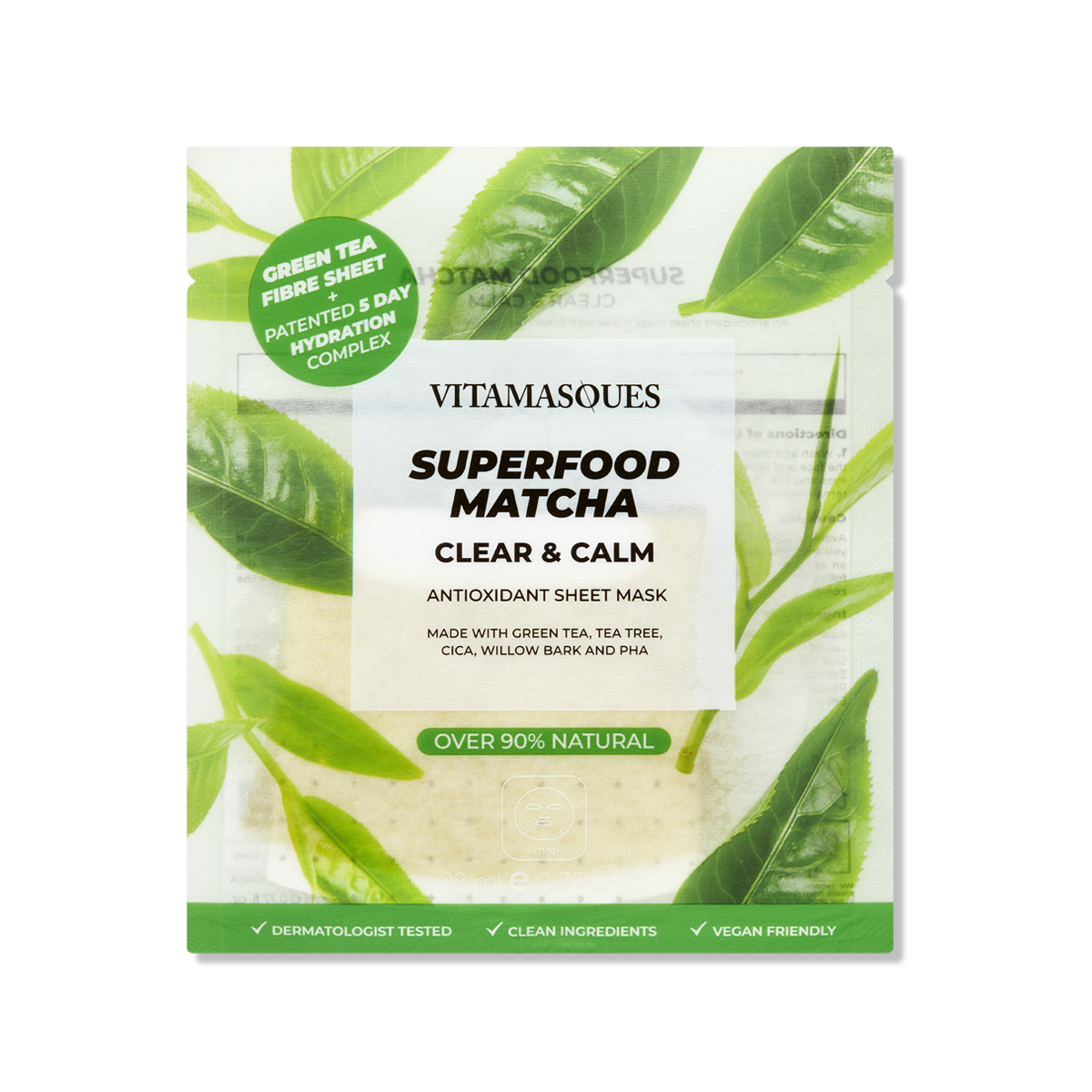 SUPERFOOD MATCHA CLEAR & CALM ANTIOXIDANT FACE SHEET MASK