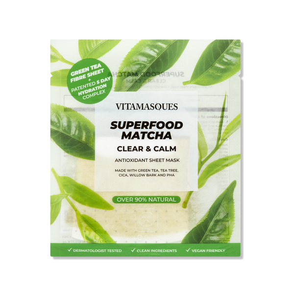 SUPERFOOD MATCHA CLEAR & CALM ANTIOXIDANT FACE SHEET MASK