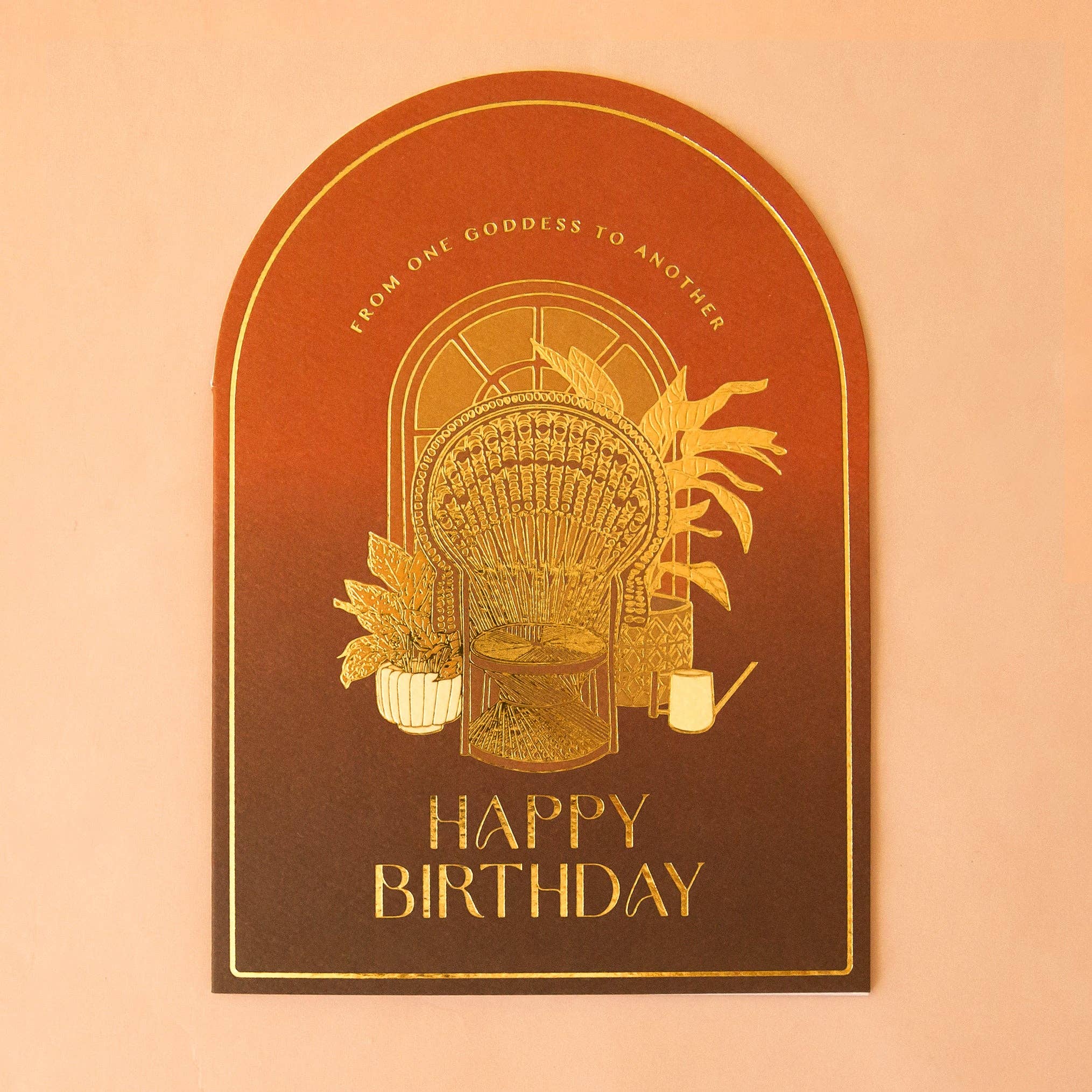 Goddess Birthday Card | Rattan Peacock Chair