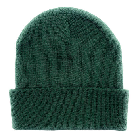 Beanies Caps Toboggan Cuffed Soft Knit in Bulk Multi-Color Plain Blank Wholesale: Dark Green