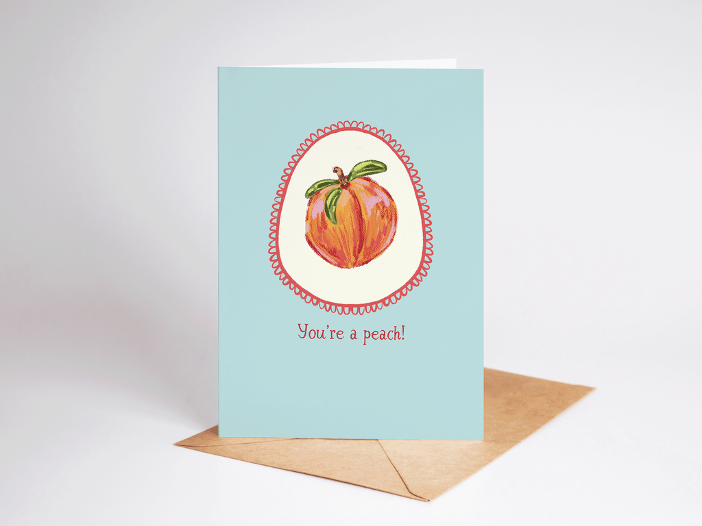 You're a Peach! Fruit Thanks Friendship Greeting Card