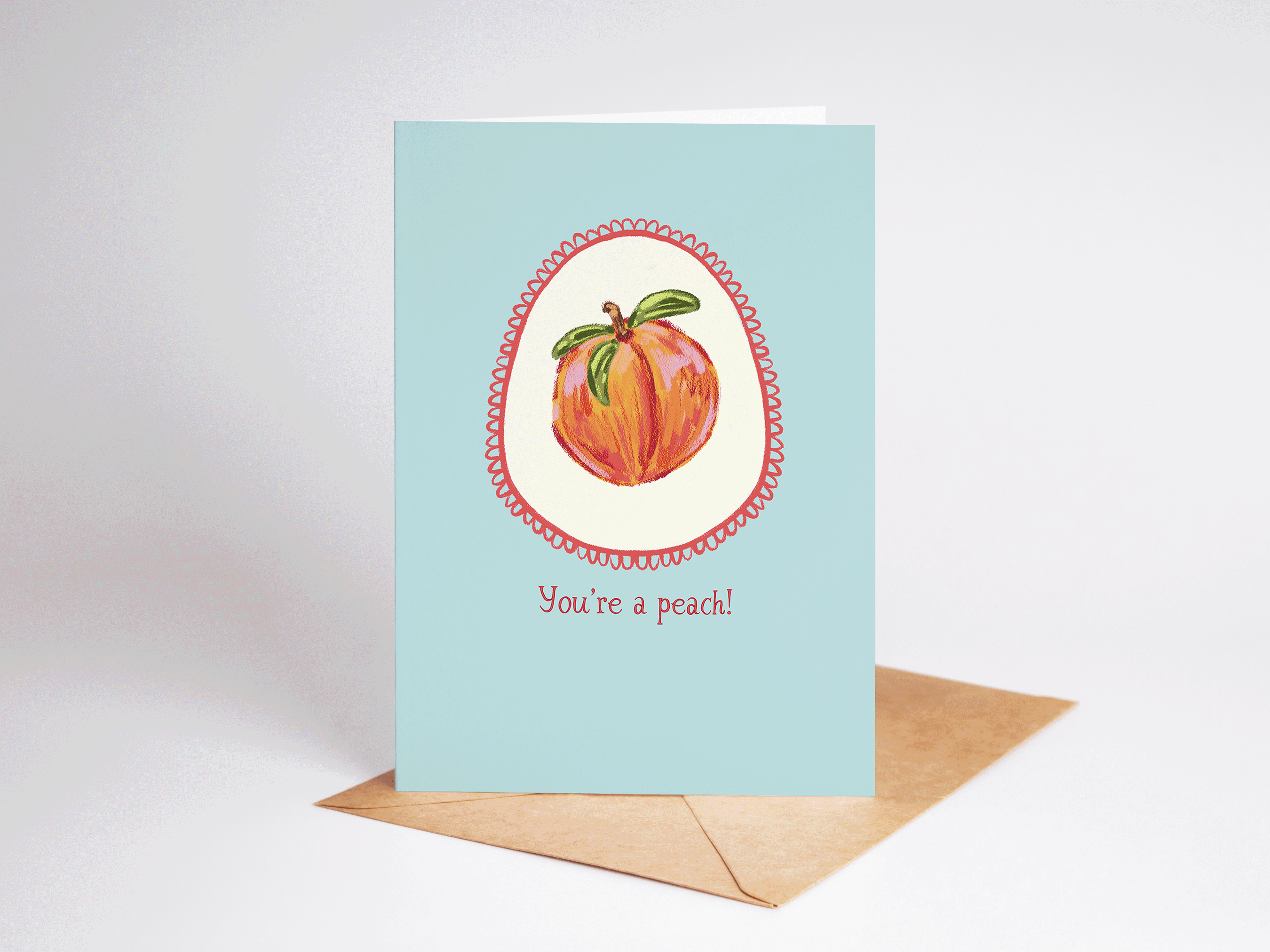You're a Peach! Fruit Thanks Friendship Greeting Card