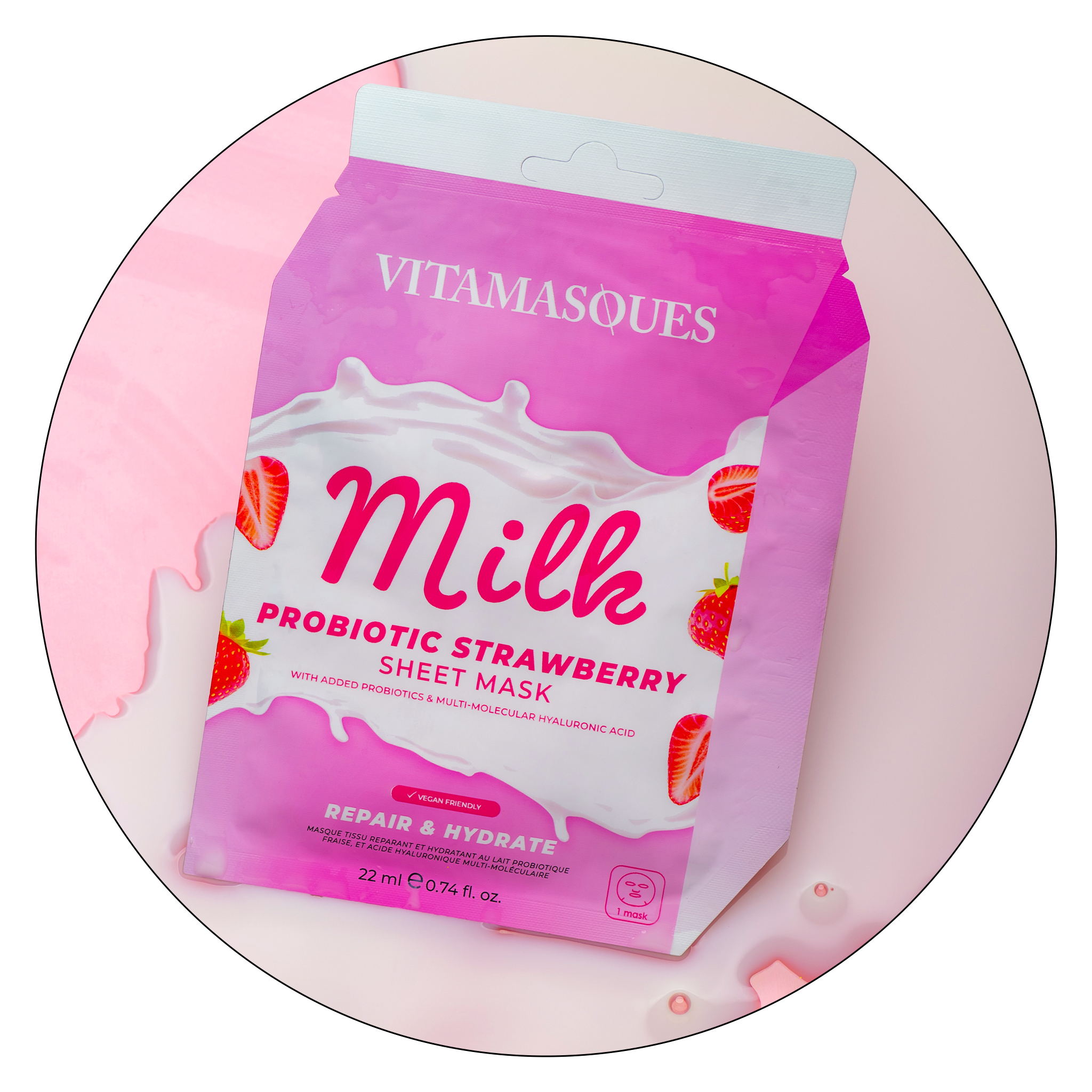 Milk Probiotic Strawberry Face Sheet Mask