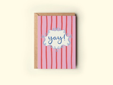 Yay! Celebration Congratulations Striped Greeting Card