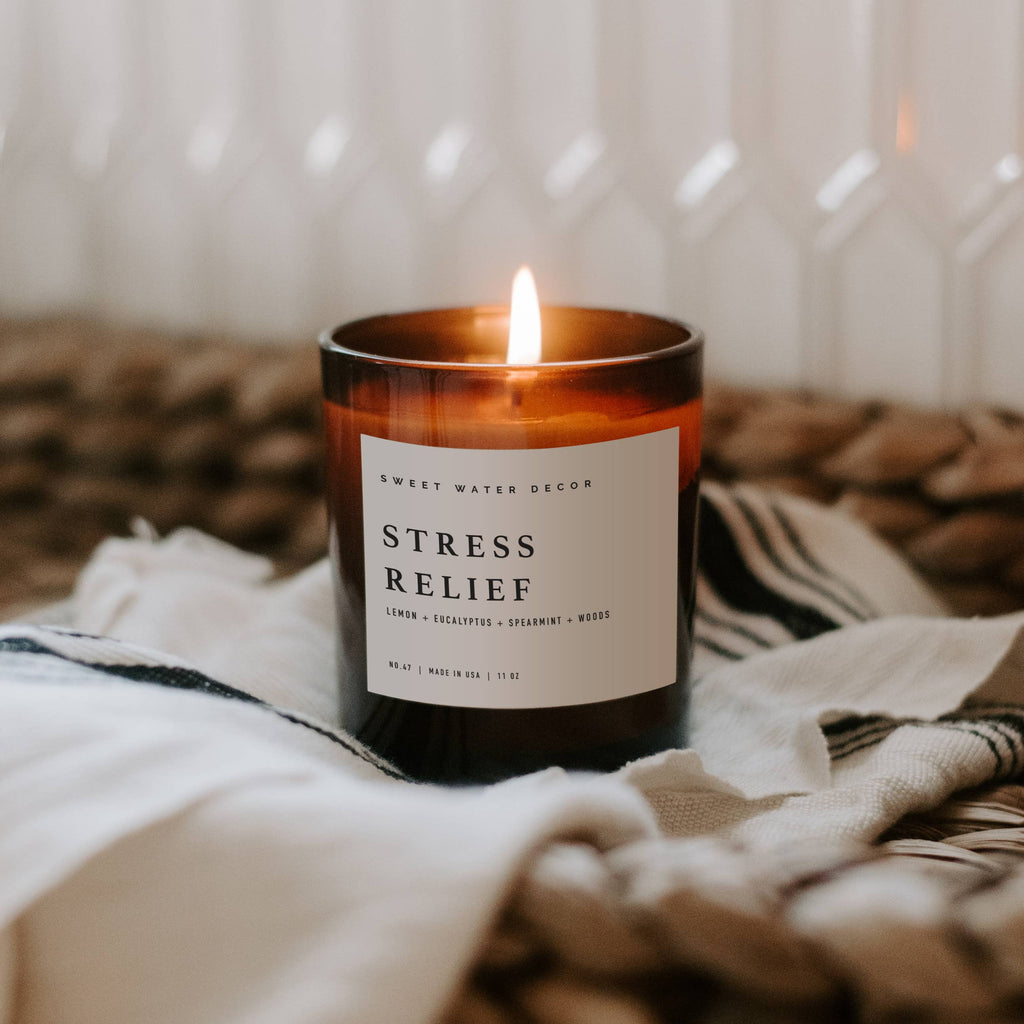 Stress Relief 11 oz Soy Candle - Home Decor & Gifts