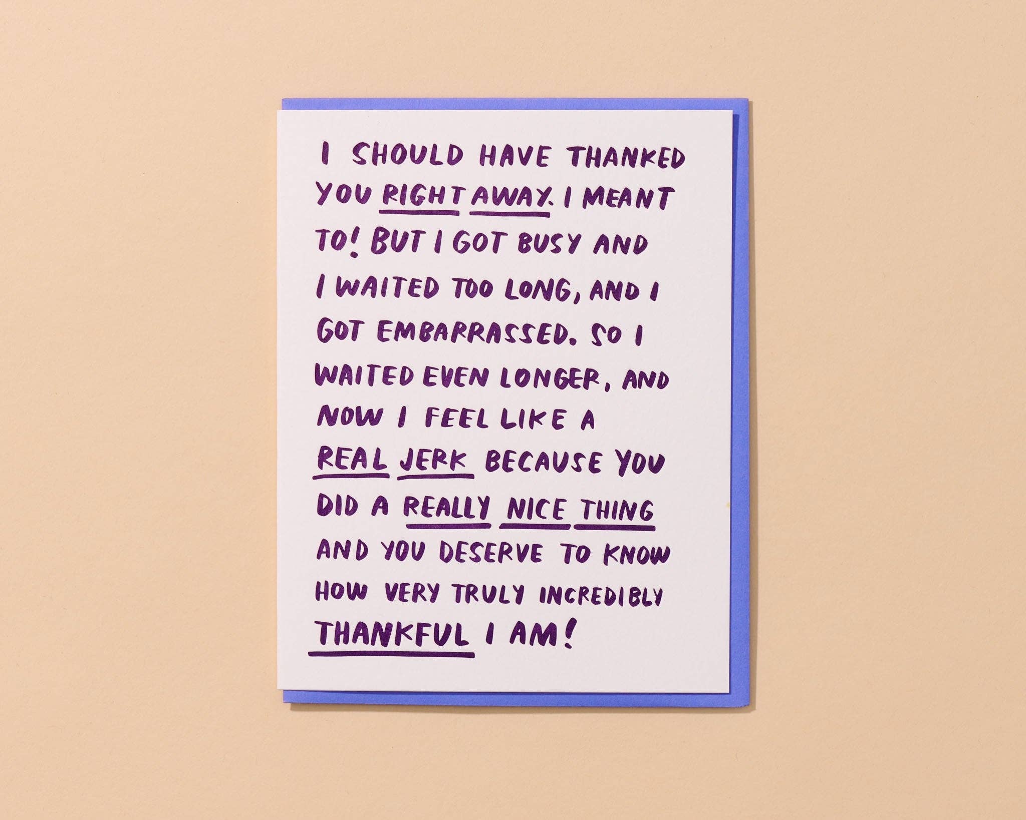 Belated Rambling Thank You - Letterpress Card