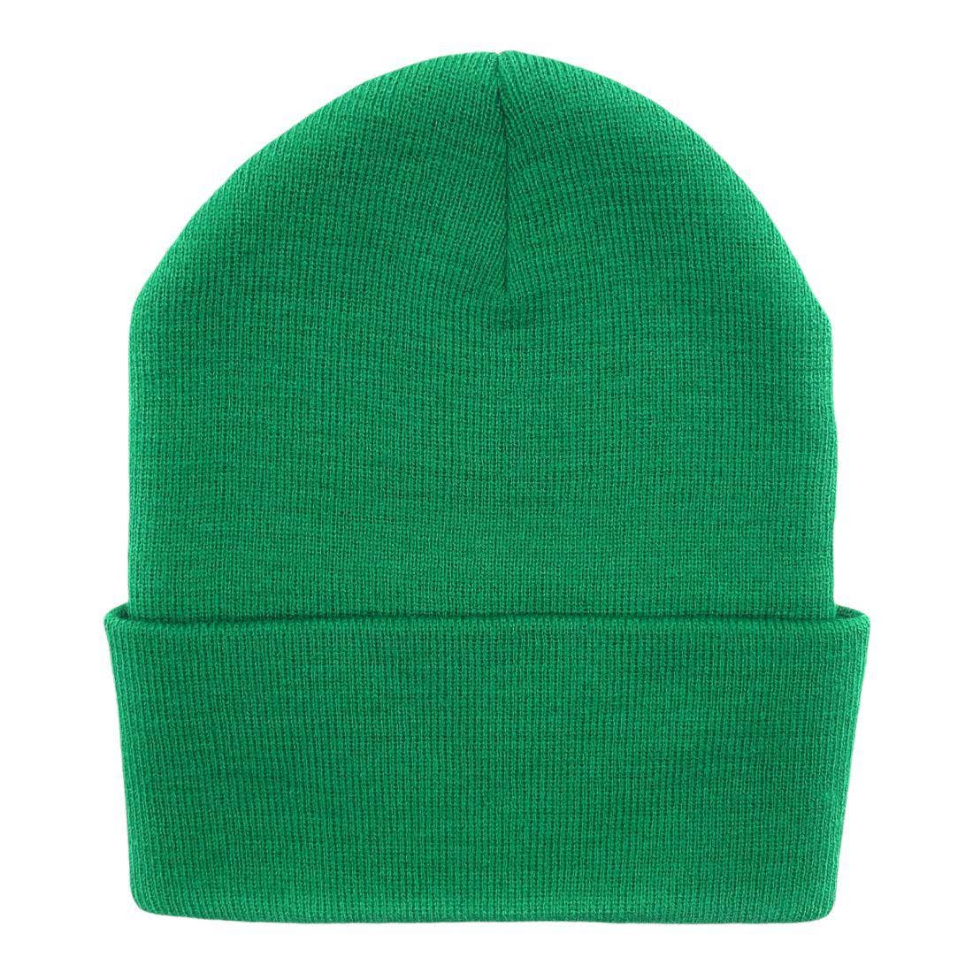 Beanies Caps Toboggan Cuffed Soft Knit in Bulk Multi-Color Plain Blank Wholesale: Kelly Green