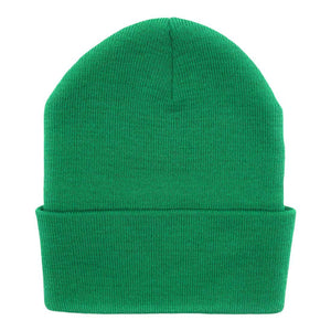 Beanies Caps Toboggan Cuffed Soft Knit in Bulk Multi-Color Plain Blank Wholesale: Kelly Green