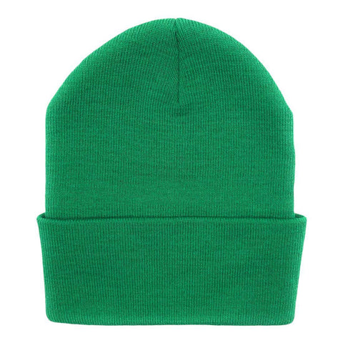 Beanies Caps Toboggan Cuffed Soft Knit in Bulk Multi-Color Plain Blank Wholesale: Kelly Green