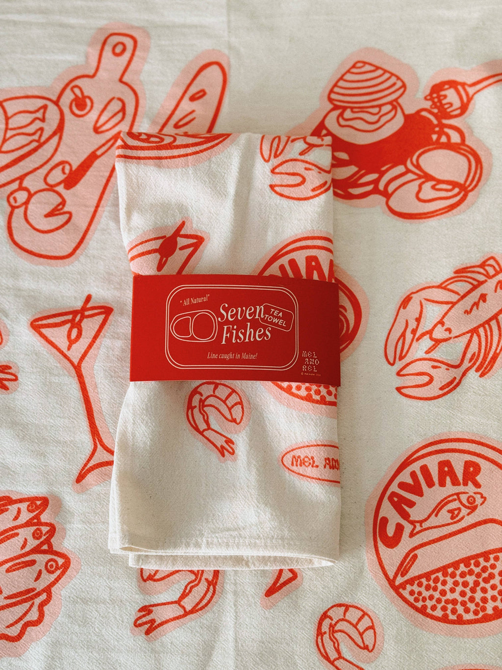 Seven Fishes Tea Towel - Gumdrop
