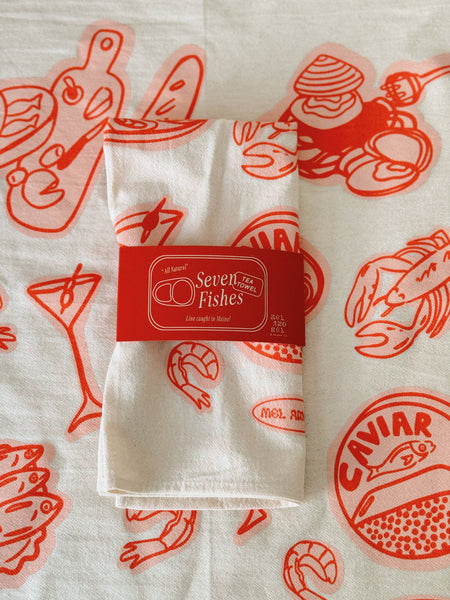 Seven Fishes Tea Towel - Gumdrop